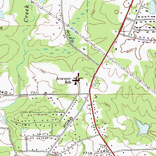 Topographic Map of Atwater School, GA
