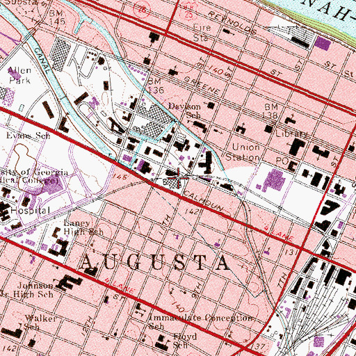 Topographic Map of Augusta, GA
