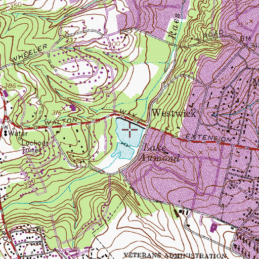 Topographic Map of Lake Aumond, GA