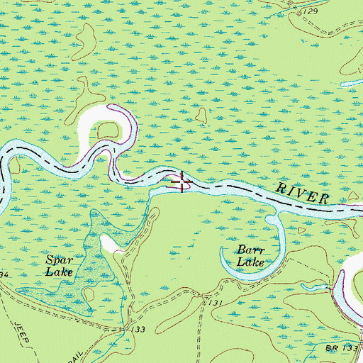 Topographic Map of Aunt Omie Creek, GA