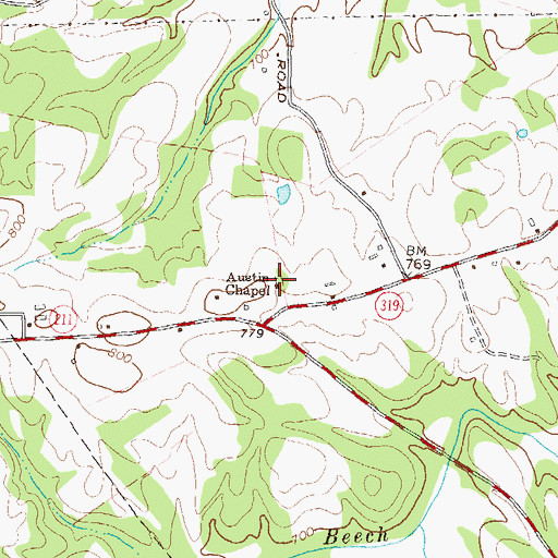 Topographic Map of Austin Chapel, GA