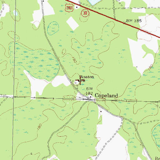 Topographic Map of Auston Church, GA