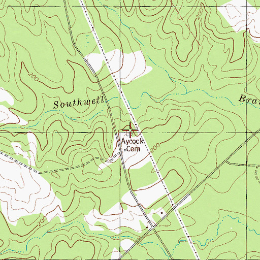 Topographic Map of Aycock Cemetery, GA