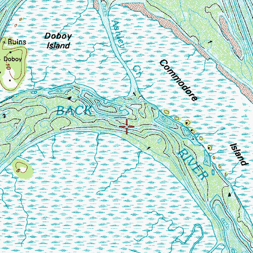 Topographic Map of Back River, GA