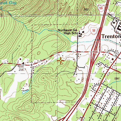Topographic Map of Back Valley, GA