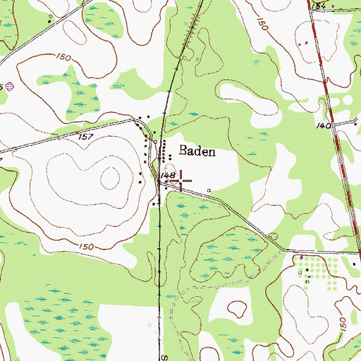 Topographic Map of Baden, GA