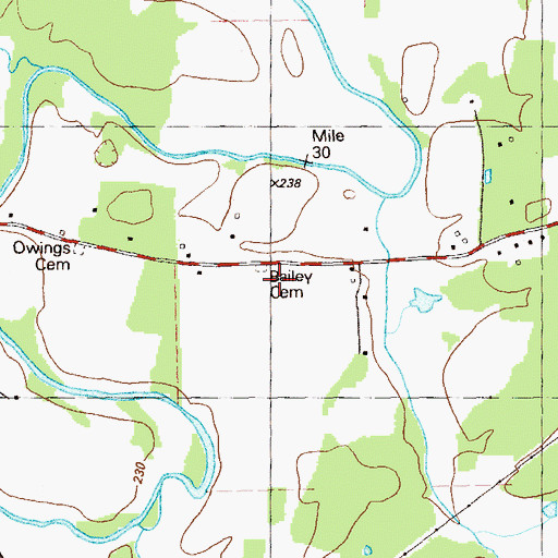 Topographic Map of Bailey Cemetery, GA