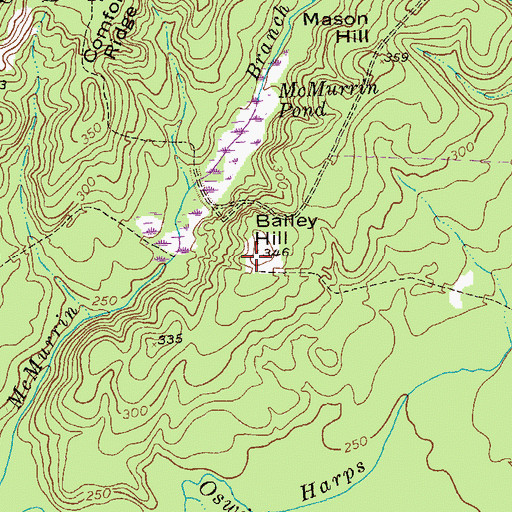 Topographic Map of Bailey Hill, GA