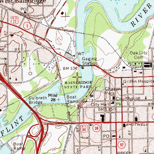 Topographic Map of Bainbridge State Park, GA