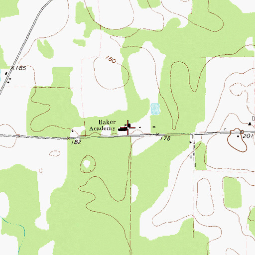 Topographic Map of Baker Academy, GA