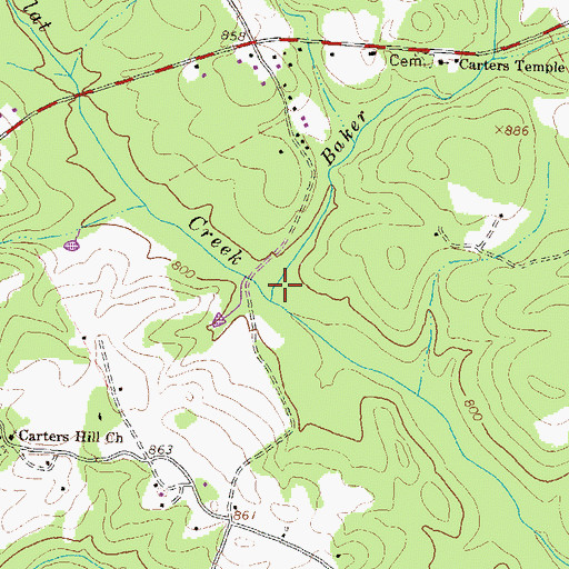 Topographic Map of Baker Branch, GA