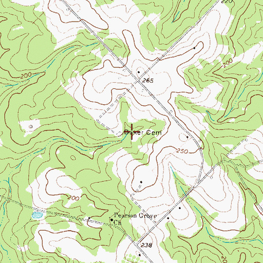Topographic Map of Baker Cemetery, GA