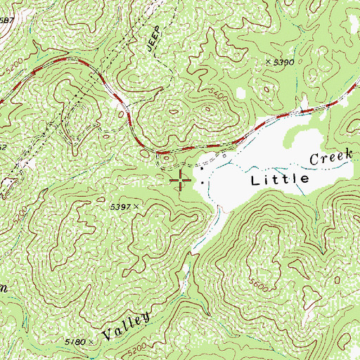 Topographic Map of Little Green Valley, AZ