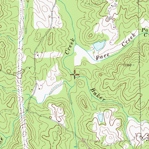 Topographic Map of Baker Creek, GA