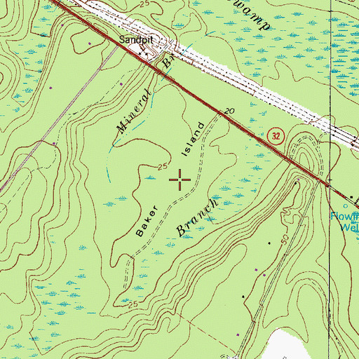 Topographic Map of Baker Island, GA