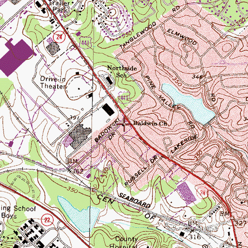 Topographic Map of Baldwin Church, GA