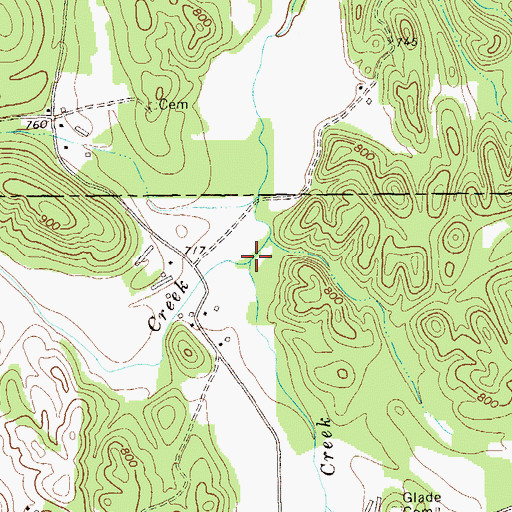 Topographic Map of Ballard Creek, GA