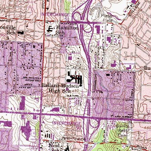 Topographic Map of Ballard-Hudson High School, GA