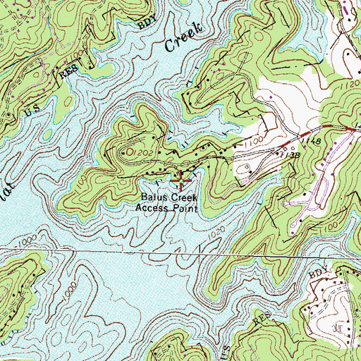 Topographic Map of Balus Creek Access Point, GA