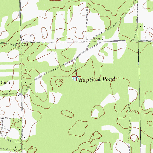 Topographic Map of Baptism Pond, GA