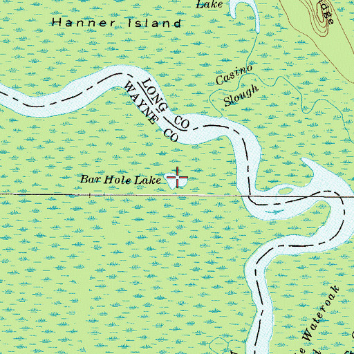 Topographic Map of Bar Hole Lake, GA