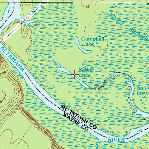 Topographic Map of Barker Lake, GA