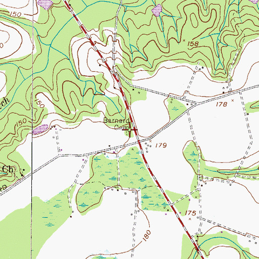 Topographic Map of Barnard Cemetery, GA