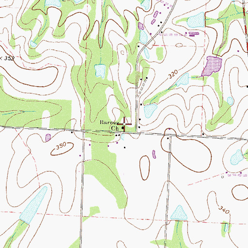 Topographic Map of Barnes Church, GA