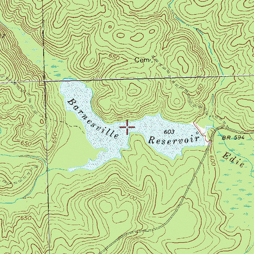 Topographic Map of Barnesville Reservoir, GA