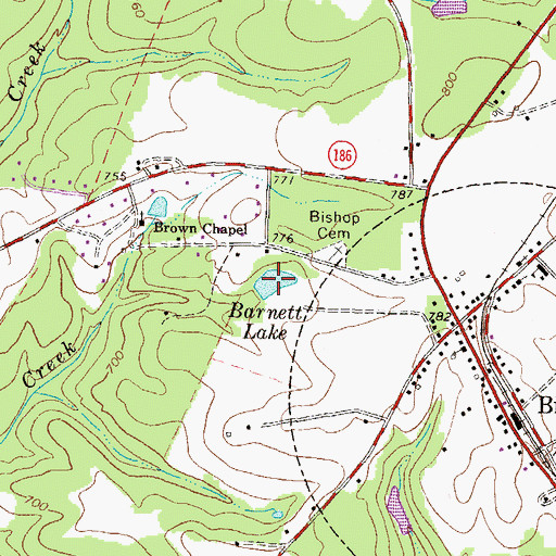 Topographic Map of Barnett Lake, GA