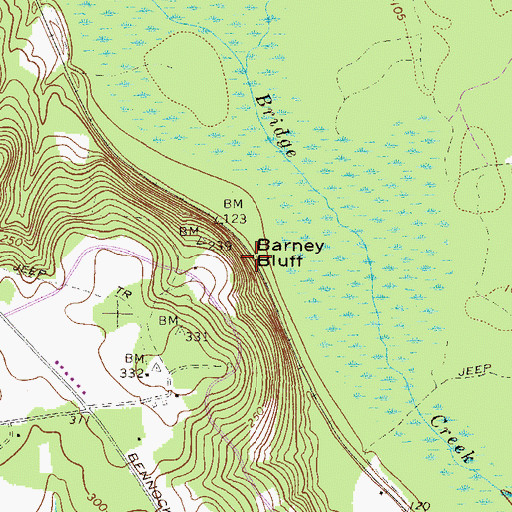 Topographic Map of Barney Bluff, GA