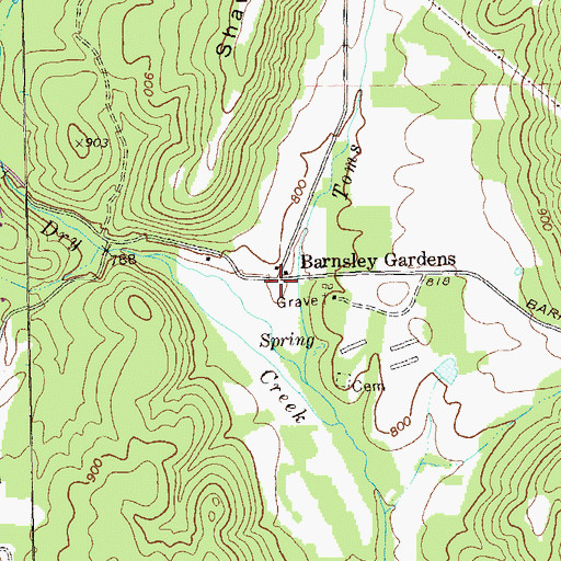Topographic Map of Barnsley Gardens, GA