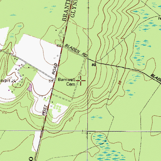 Topographic Map of Barnwell Cemetery, GA