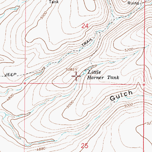 Topographic Map of Little Horner Tank, AZ