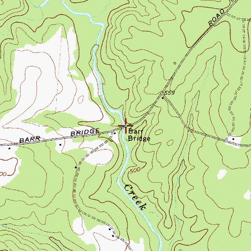 Topographic Map of Barr Bridge, GA
