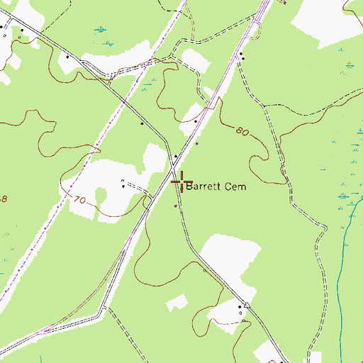 Topographic Map of Barrett Cemetery, GA