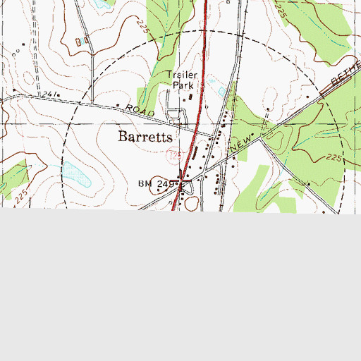 Topographic Map of Barretts, GA