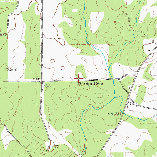 Topographic Map of Barron Cemetery, GA