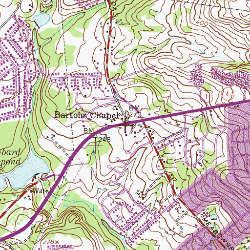 Topographic Map of Bartons Chapel, GA