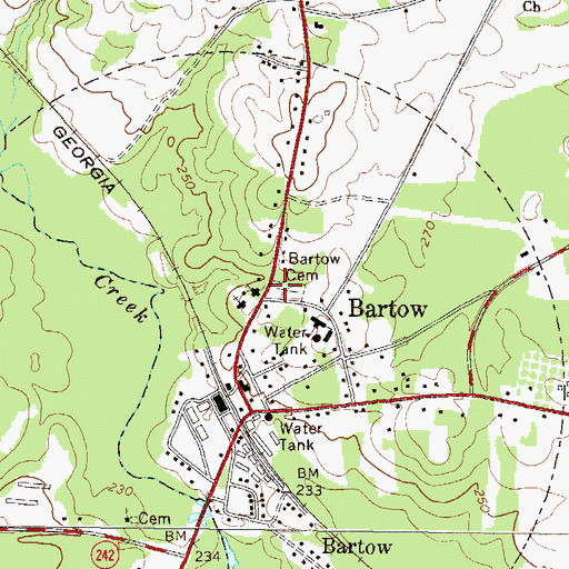 Topographic Map of Bartow Cemetery, GA