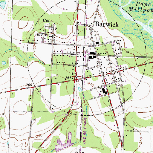 Topographic Map of Barwick, GA