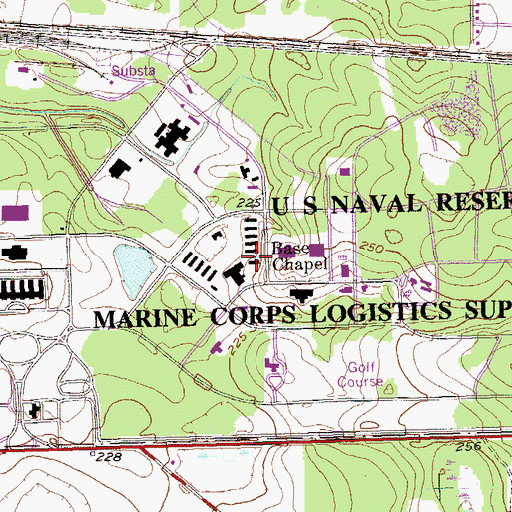 Topographic Map of Base Chapel, GA