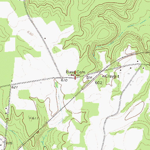 Topographic Map of Bass Cemetery, GA