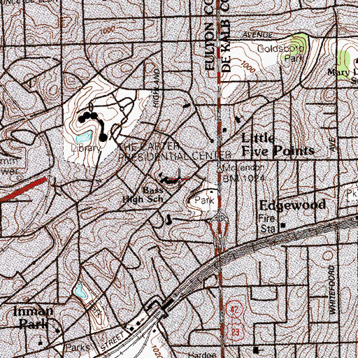 Topographic Map of Bass High School, GA