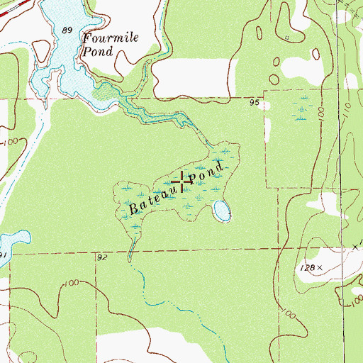 Topographic Map of Bateau Pond, GA