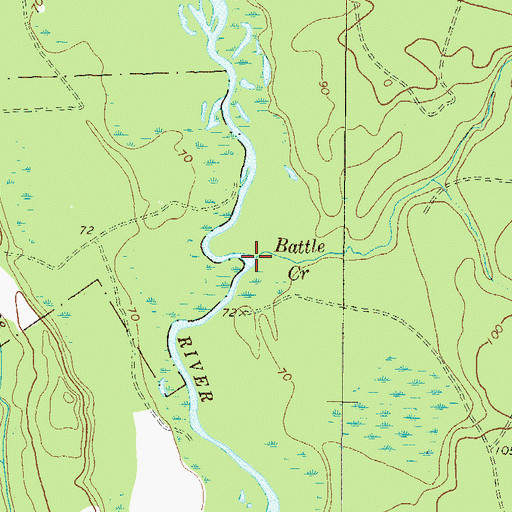 Topographic Map of Battle Creek, GA