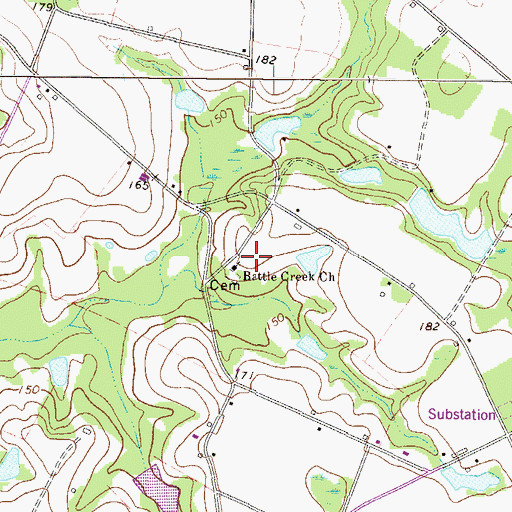 Topographic Map of Battle Creek Church, GA