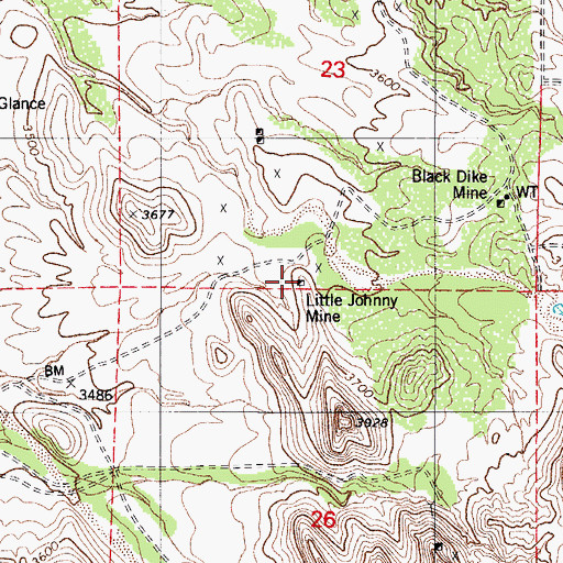 Topographic Map of Little Johnny Mine, AZ