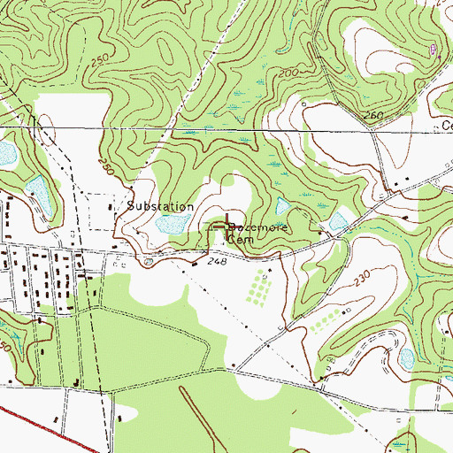 Topographic Map of Bazemore Cemetery, GA