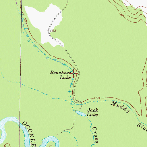 Topographic Map of Beacham Lake, GA